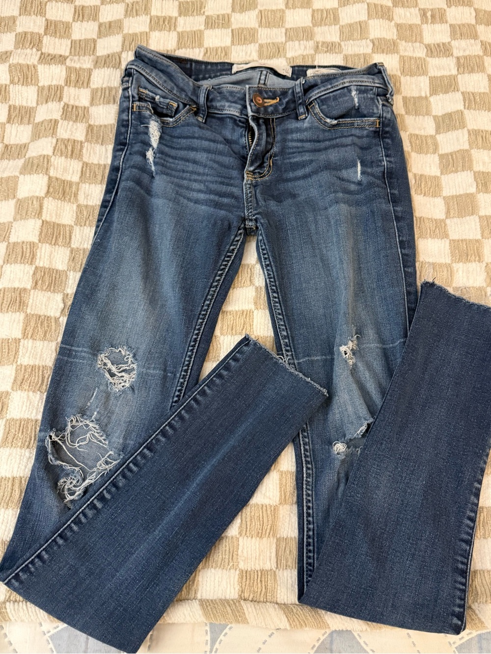 Hollister Distressed Dark Blue Skinny Jeans